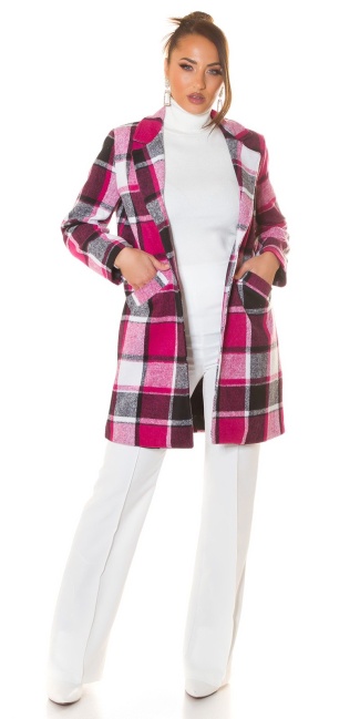 Karo coat with pockets Pink